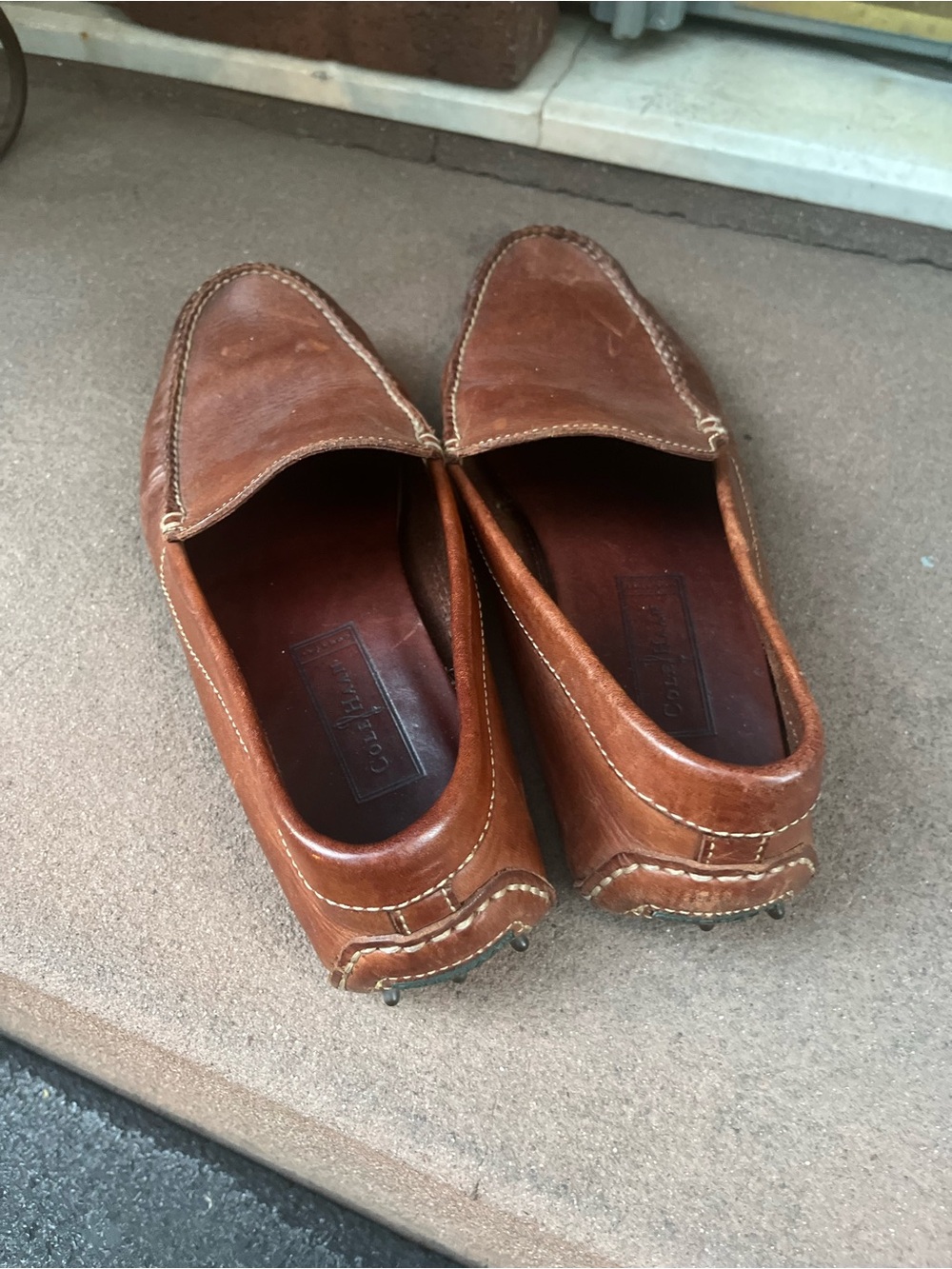 Cole Haan Men's Tan Leather Slip-On Driving Loafers